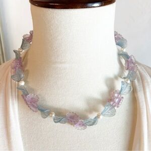 Vintage Avon Blue and Purple Floral Necklace